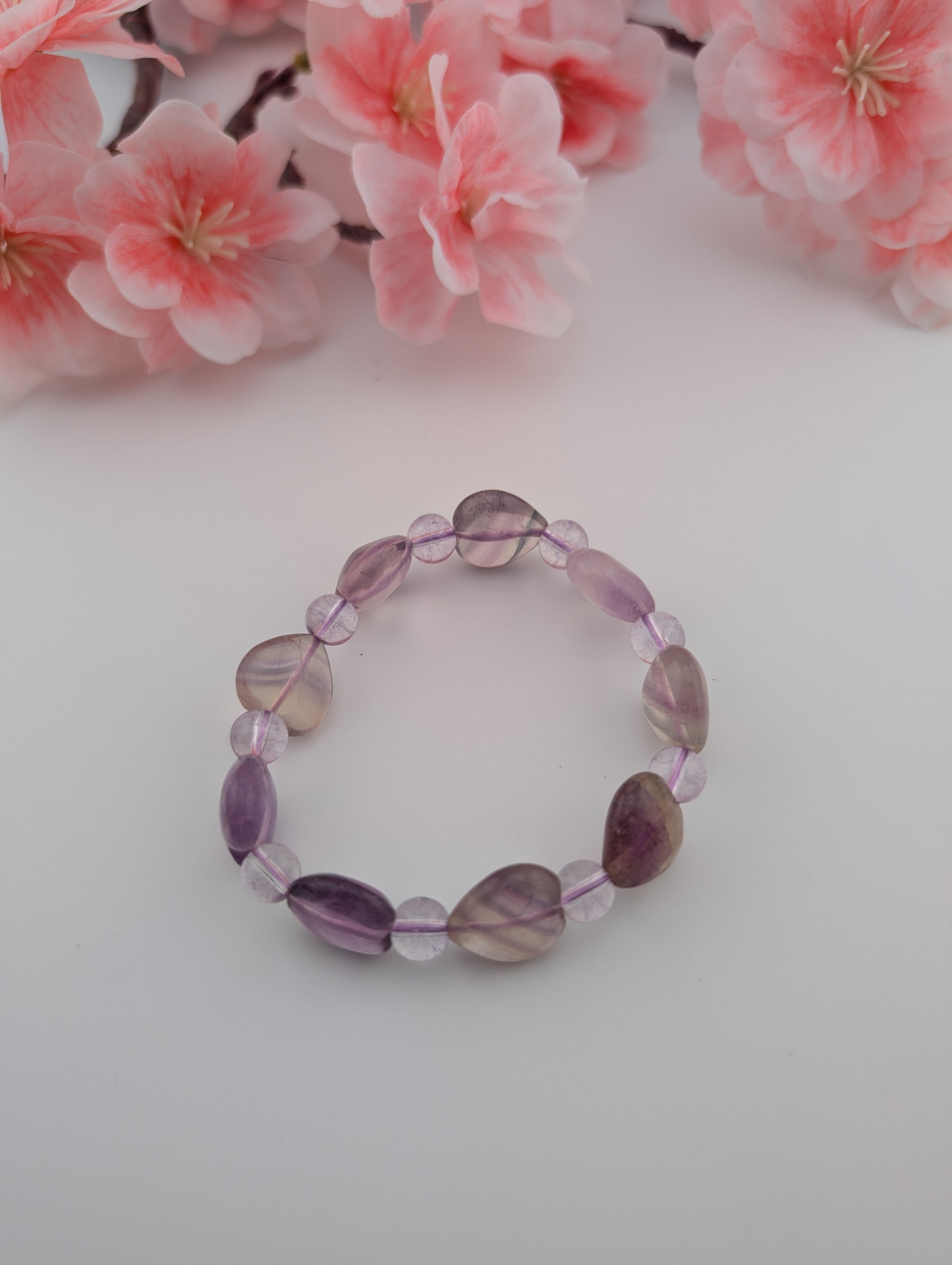 Fluorit Armband Herz 16 mm