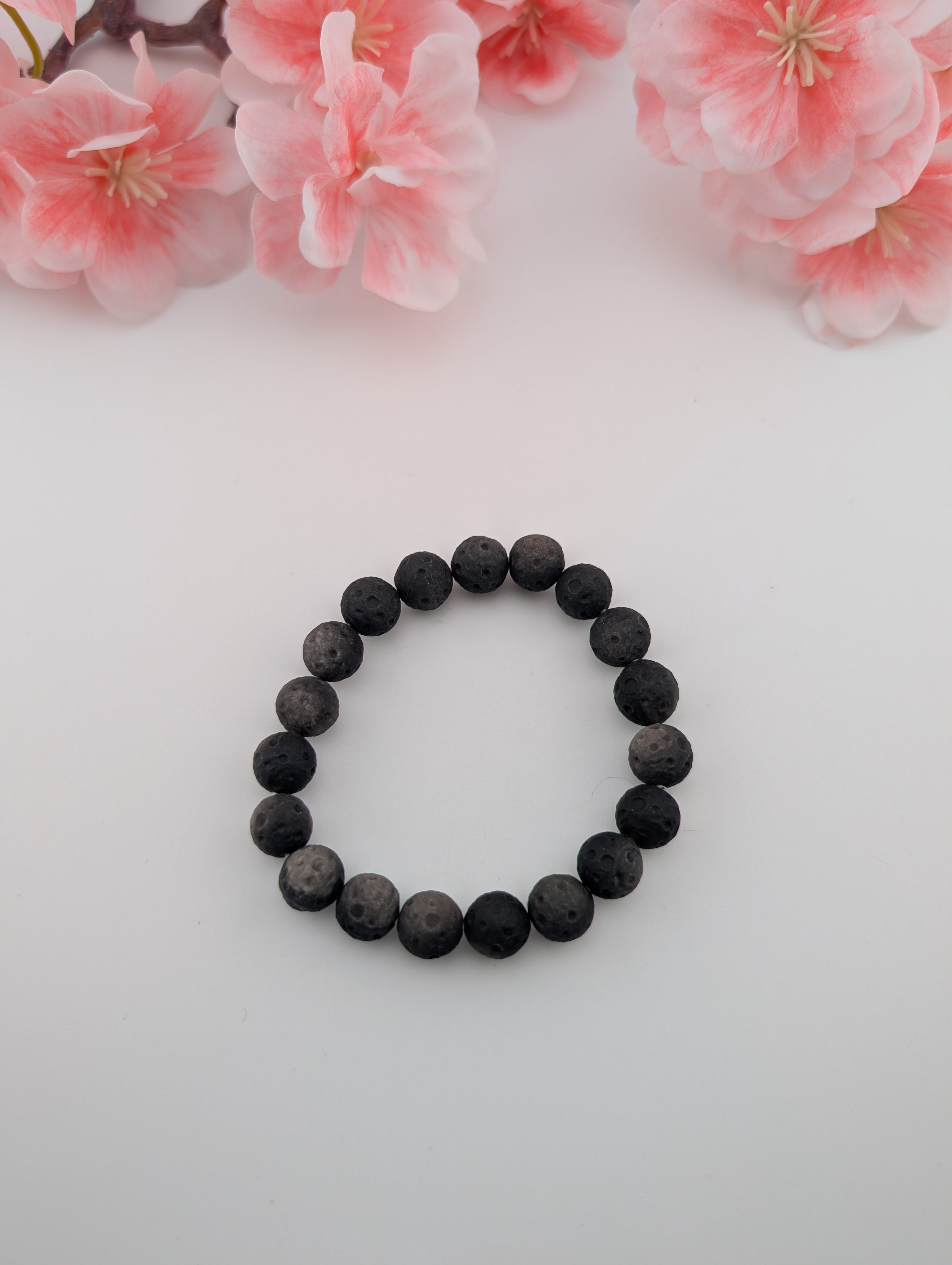 Silber Obsidian Armband Mond 10 mm
