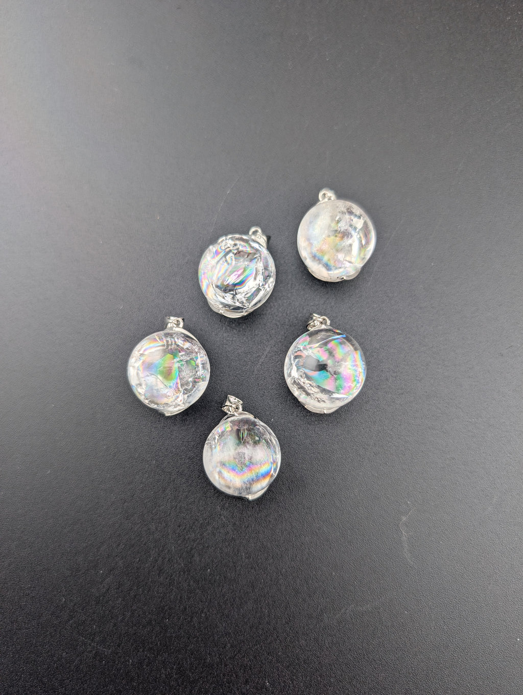 Azeztulit Bergkristall Anhänger 17 mm