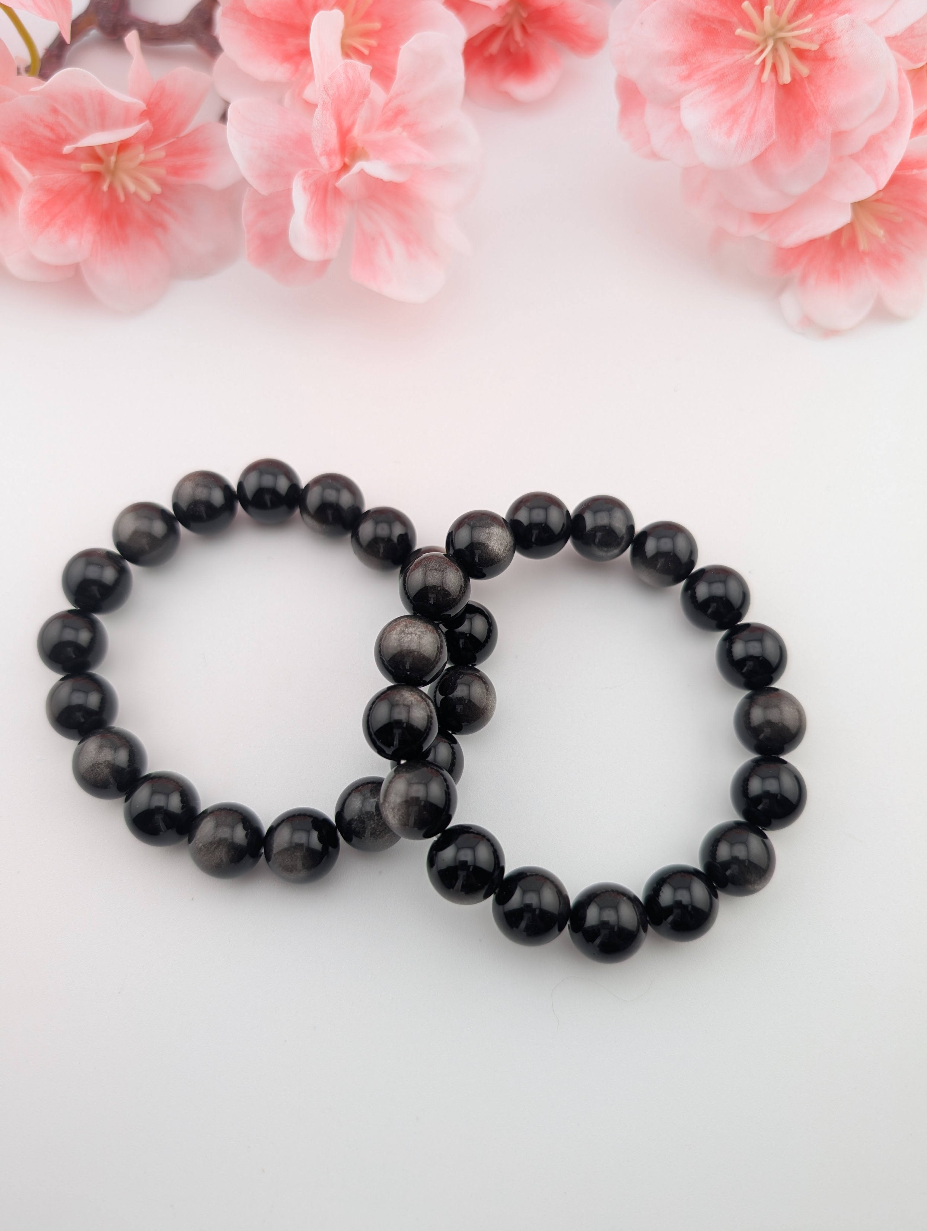 Silber Obsidian Armband 12 mm
