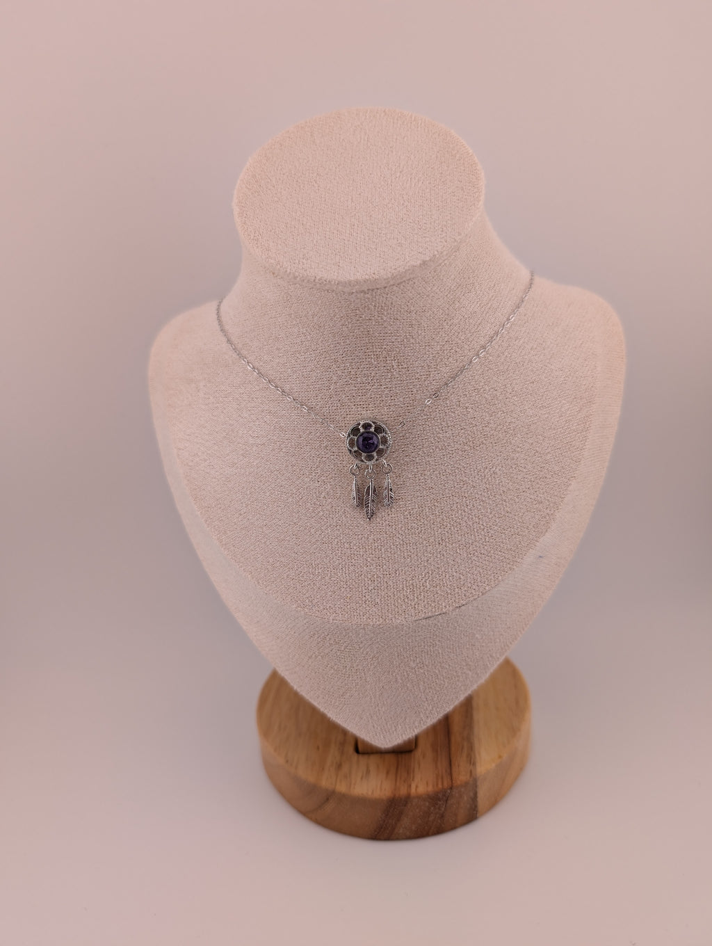 Amethyst Anhänger Traumfänger Edelstahl