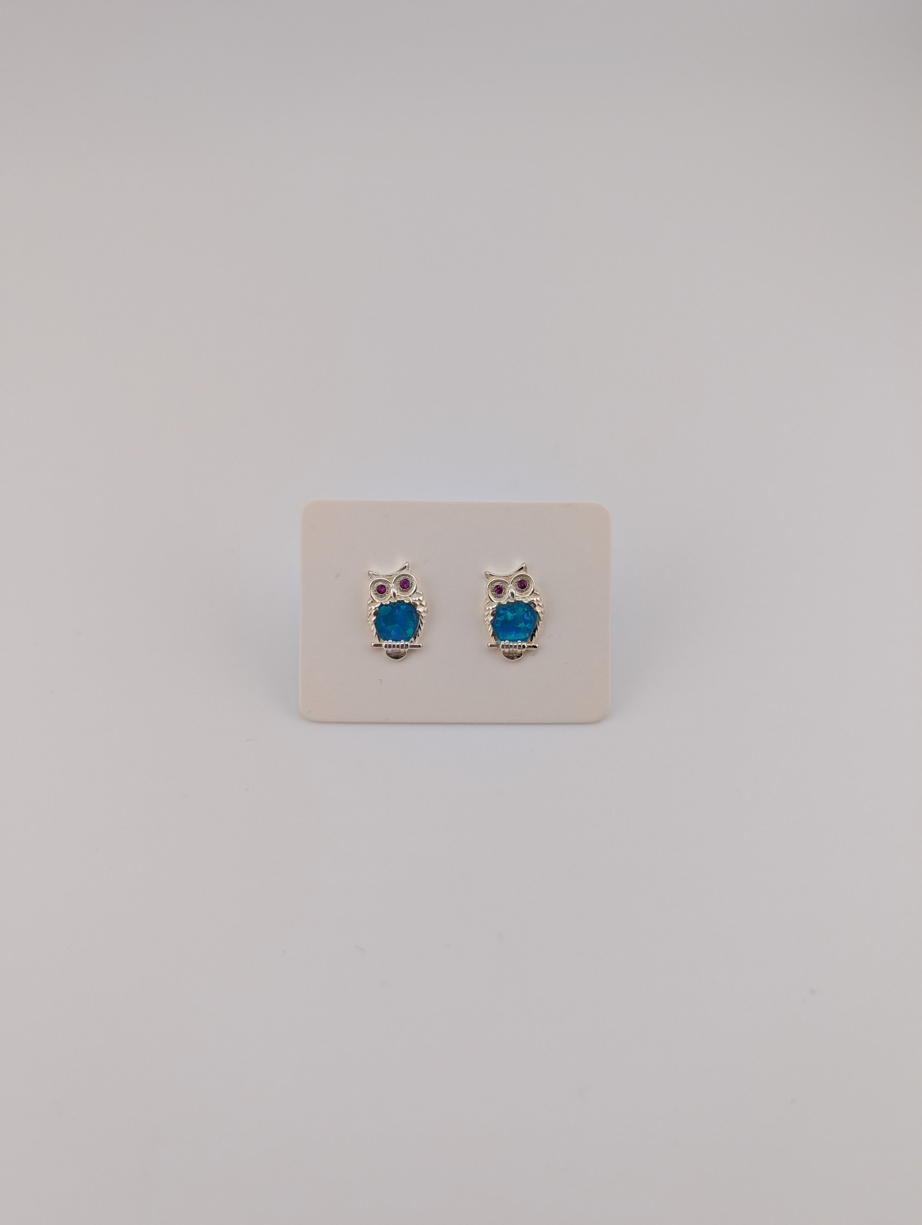 blauer Opal Ohrstecker Eule S925
